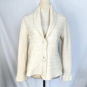 Jones New York Signature Cable Knit Cardigan Sweater Shawl Collar‎ Wool Blend XL
